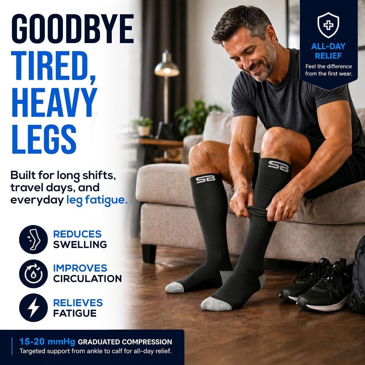 SB SOX 3-Pair Compression Socks for Men & Women (15-20mmHg) – Best Compressio…