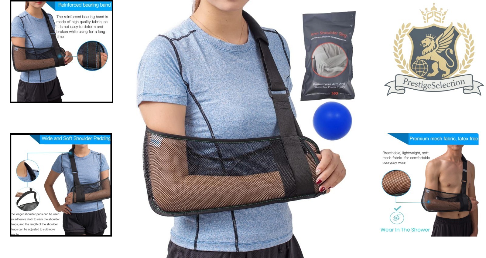 Adjustable Mesh Arm Sling – Universal Shoulder Brace for Injury Relief in Shower