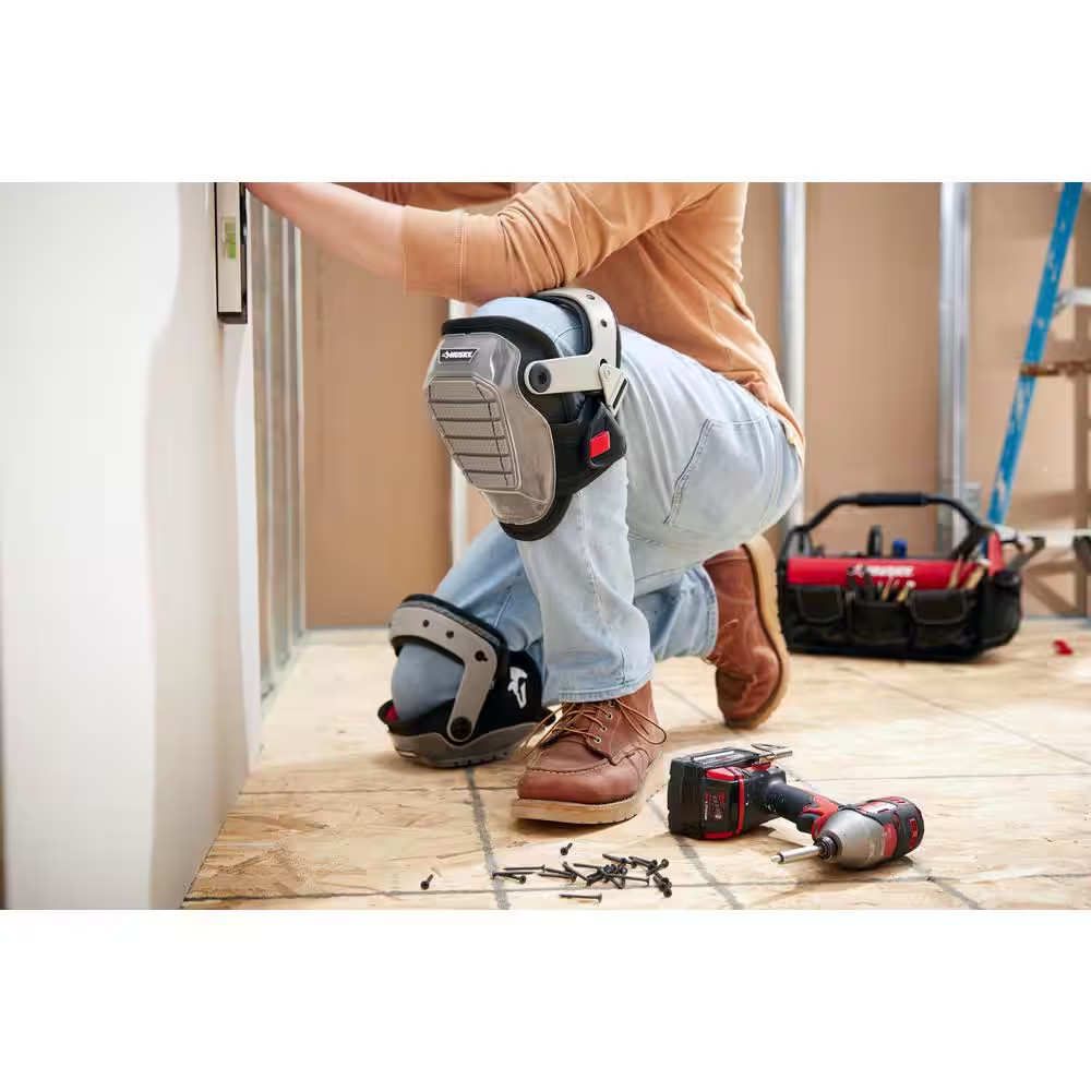 Gray Gel Soft Cap Articulating Hinge Knee Pad with Adjustable Straps