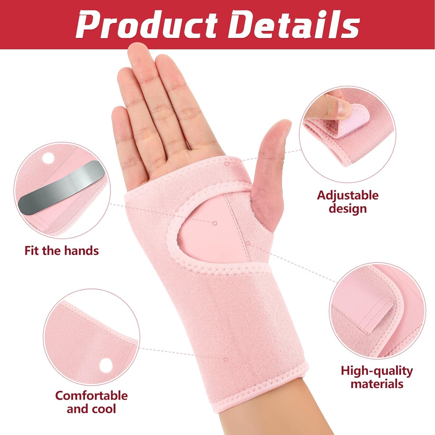 2 Pieces Carpal Tunnel Wrist Braces for Night Wrist Sleep Support Brace Wrist Sp