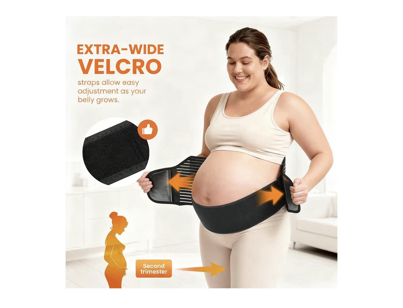 Adjustable Maternity Abdominal & Back Support Belt Black 3XL-4XL