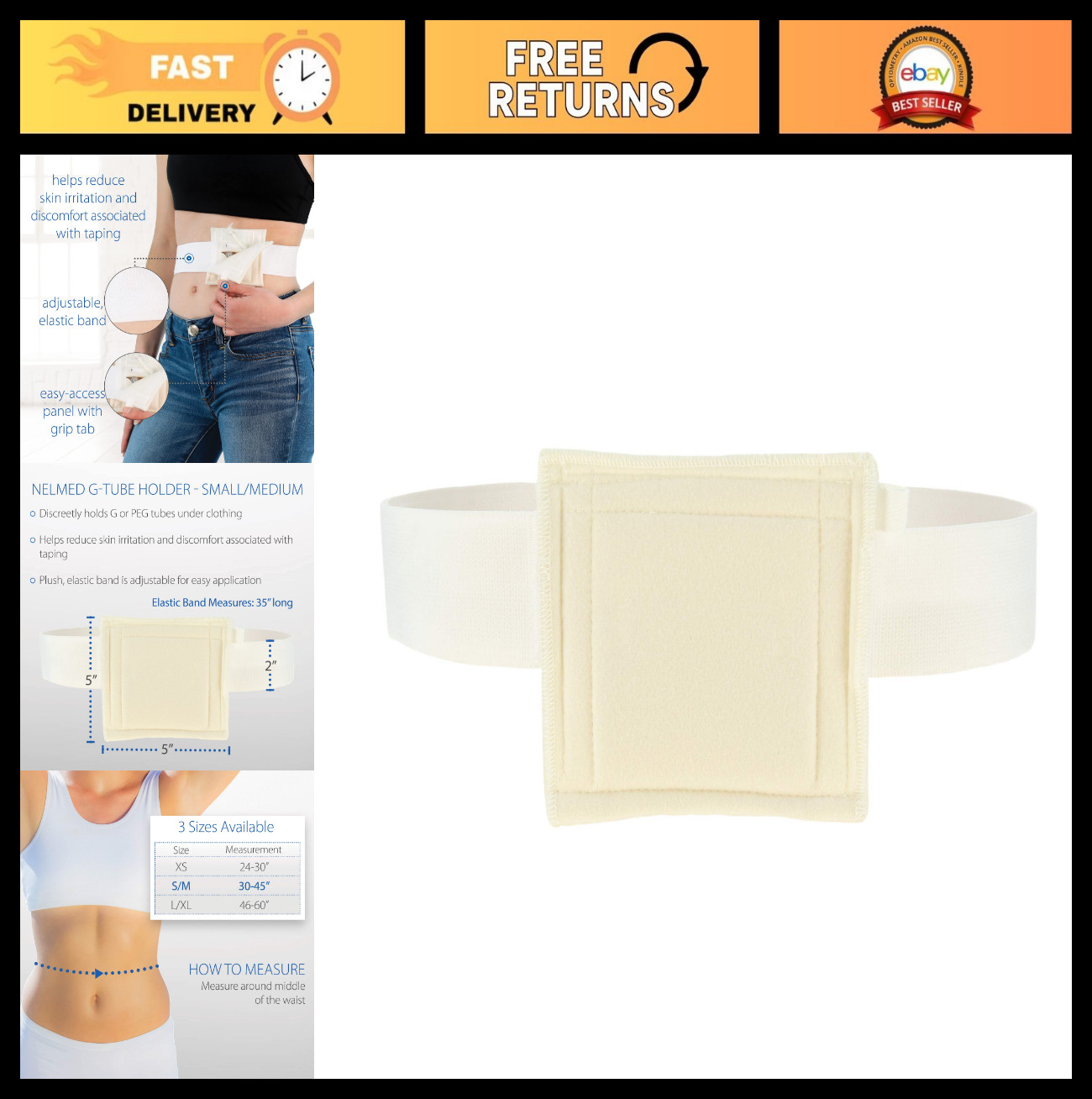 Adjustable Feeding Tube Holder for PEG, G, J Tubes – Discreet Support Belt (30-4