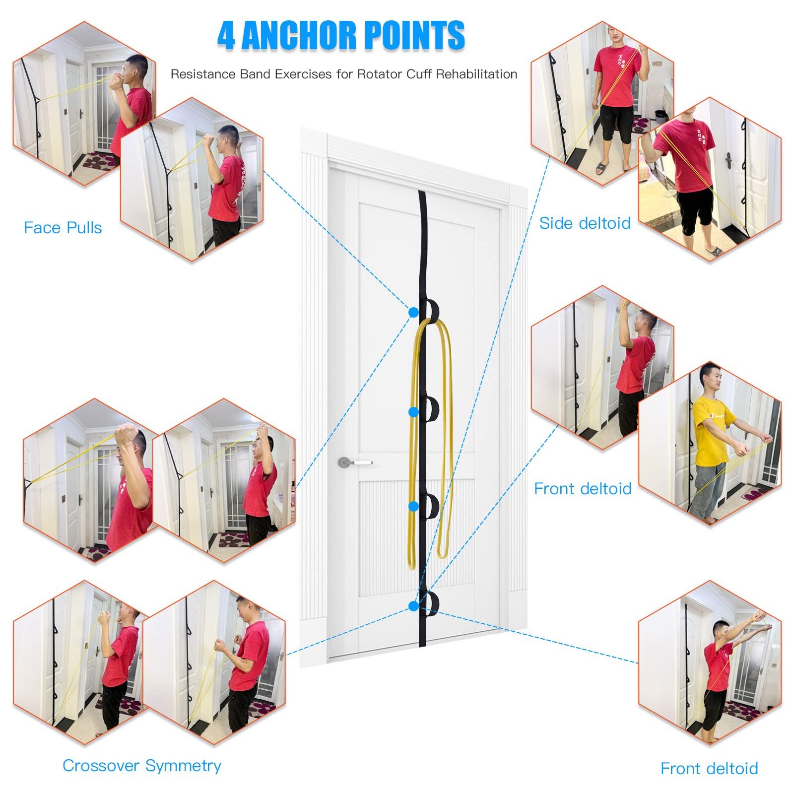 Shoulder Rehab Pulley System with Foam Handles│Arm Pulley with Muti-Anchor Do…