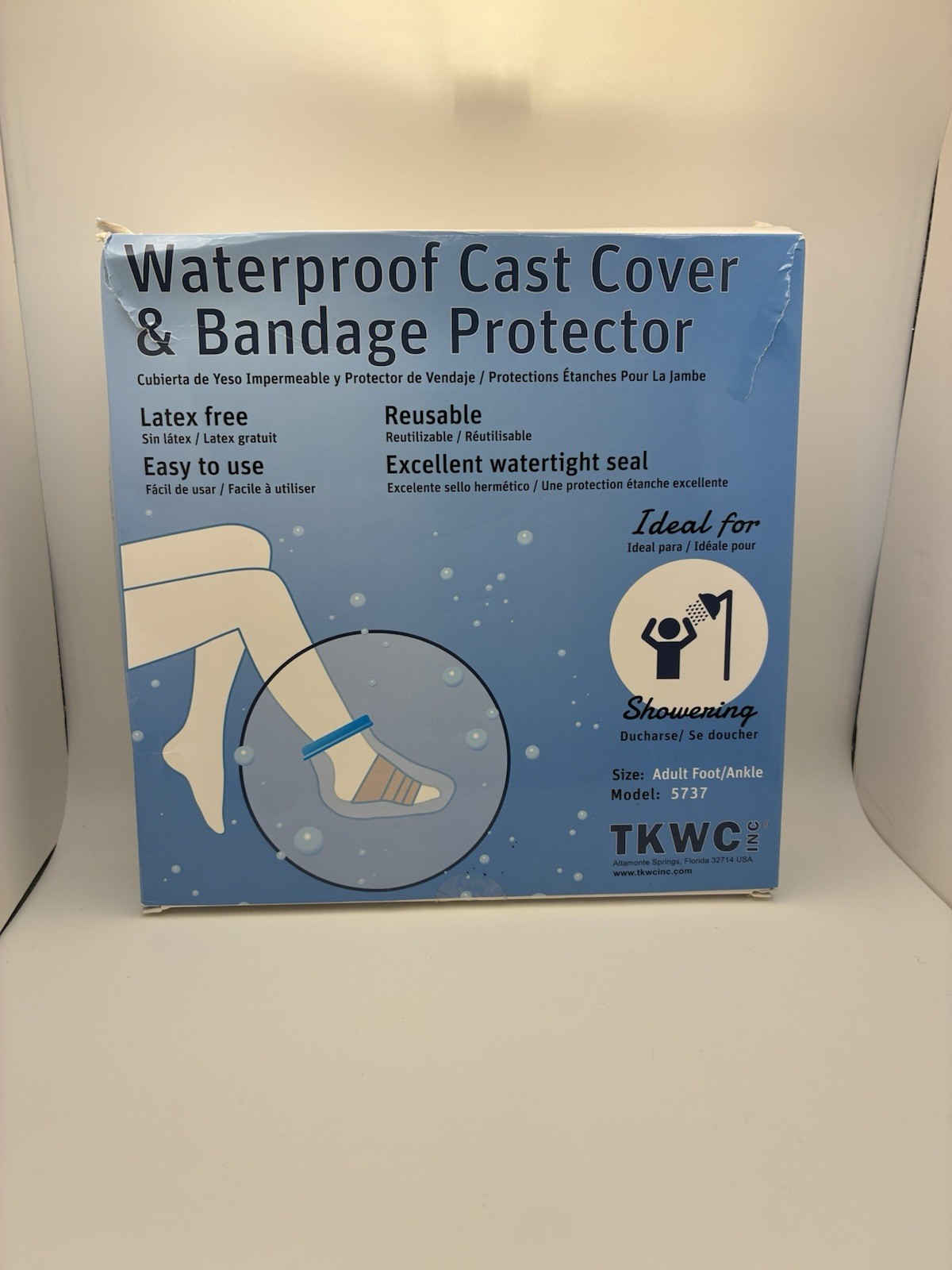 TKWC Waterproof Latex-Free Reusable Cast Protector Adult Foot/Ankle 5737