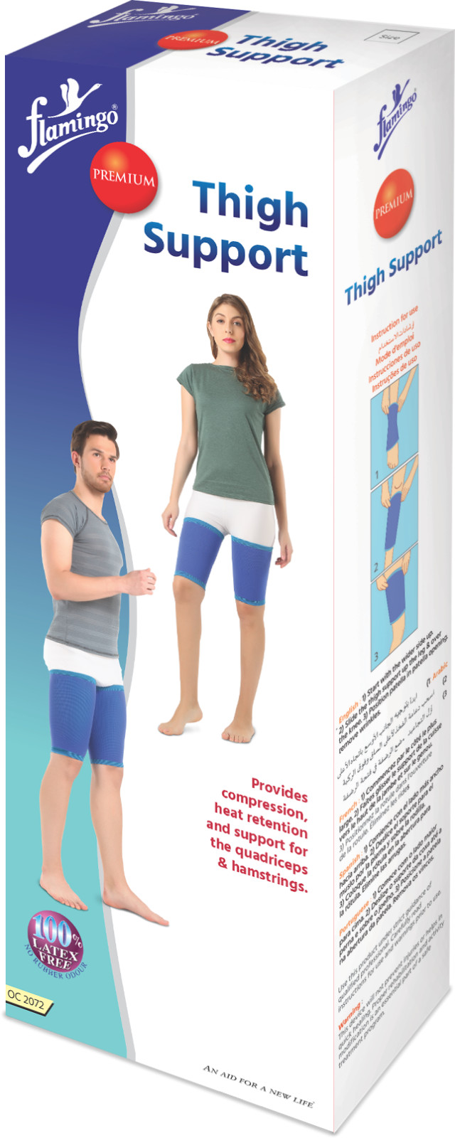 Flamingo Premium Thigh Adjustable Support Brace-Chronic Knee Pain, Blue, Unisex