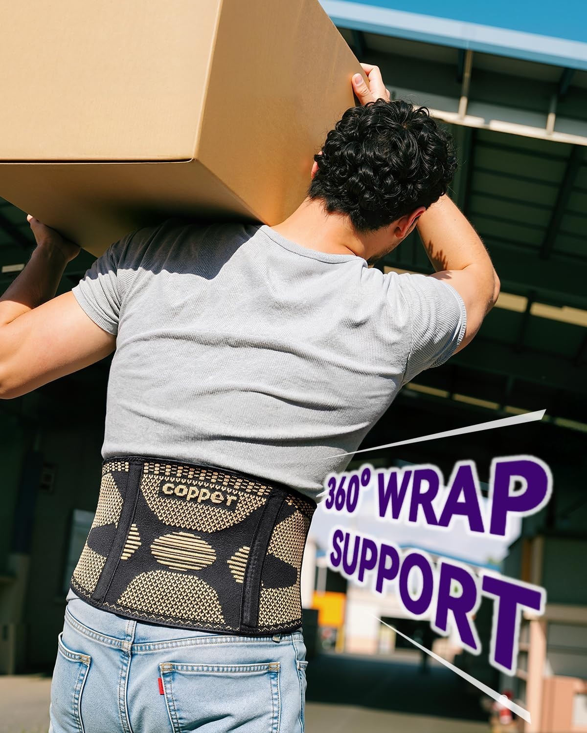 SOLOEVER Copper Back Braces for Lower Back Pain, Breathable Lumbar Support Large