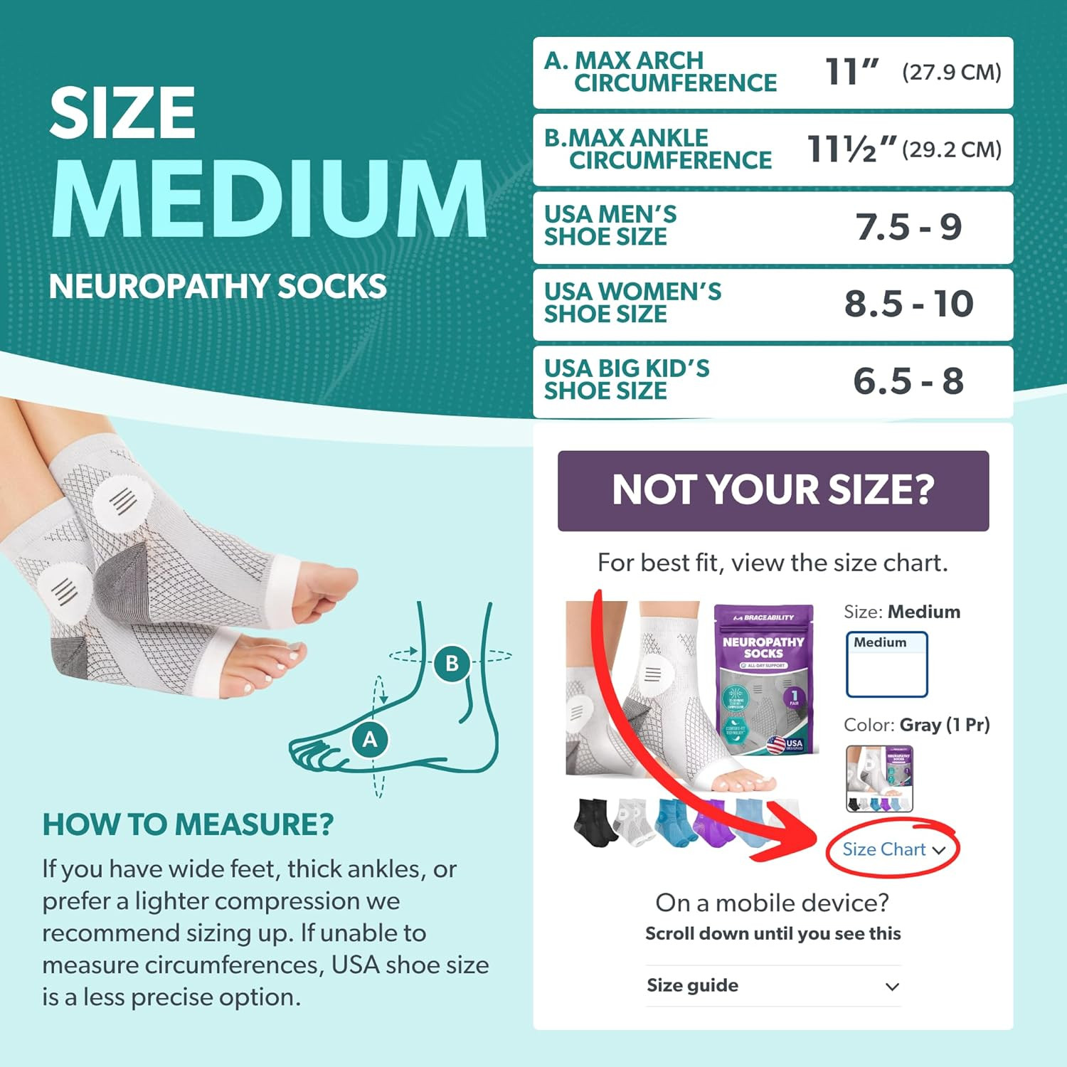 Braceability Neuropathy Socks (Pair) – Peripheral Neuritis Compression Diabetic