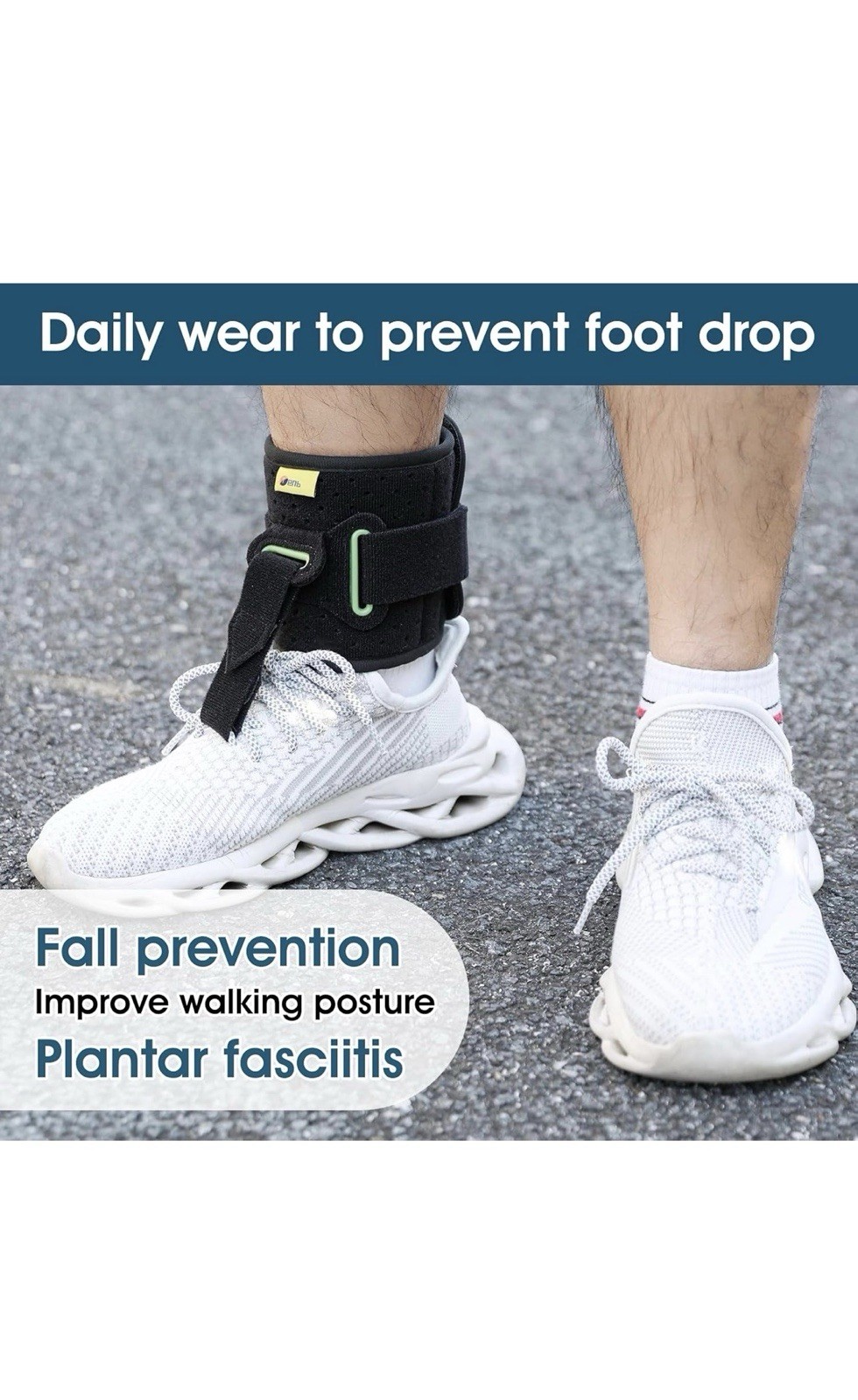 Adjustable Foot Drop Brace for Ankle & Foot, One Size, Black, Unisex