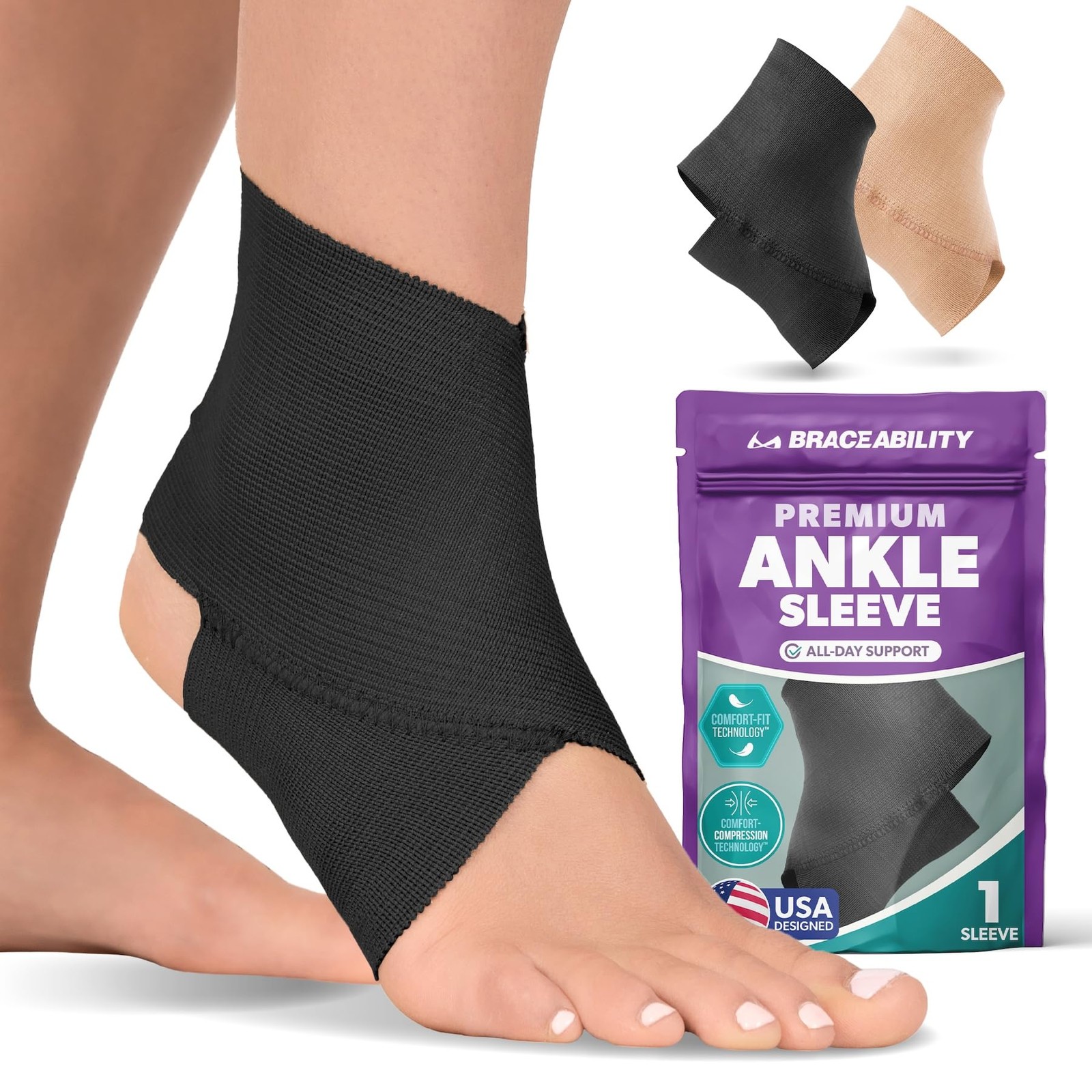 Elastic Ankle Support Brace – Lightweight Slip on Foot and Ankle Compression …