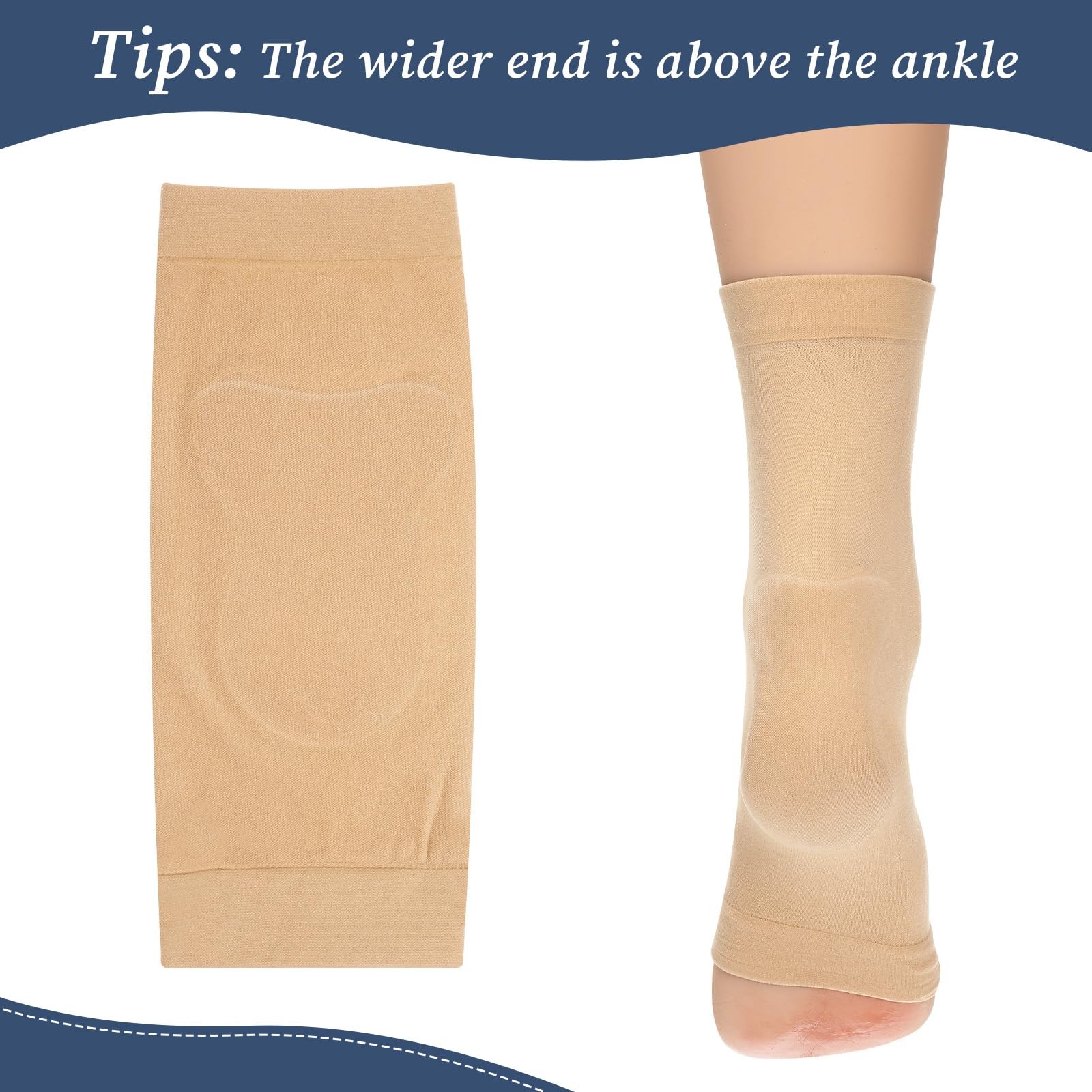 2 PCS Achilles Tendon Heel Protector Ankle Support Sock Open Toe skin color
