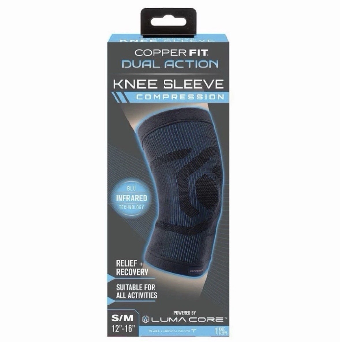 Copper Fit Mobilizer Knee Sleeve BLU Infrared Compression S/M