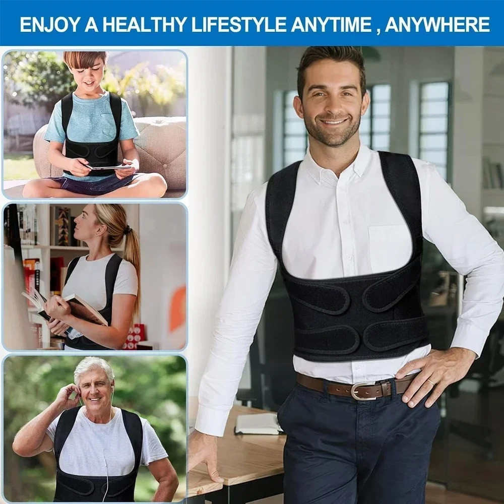FUBEICHLY Posture Corrector Back Brace Adjustable Spine Support Men Women