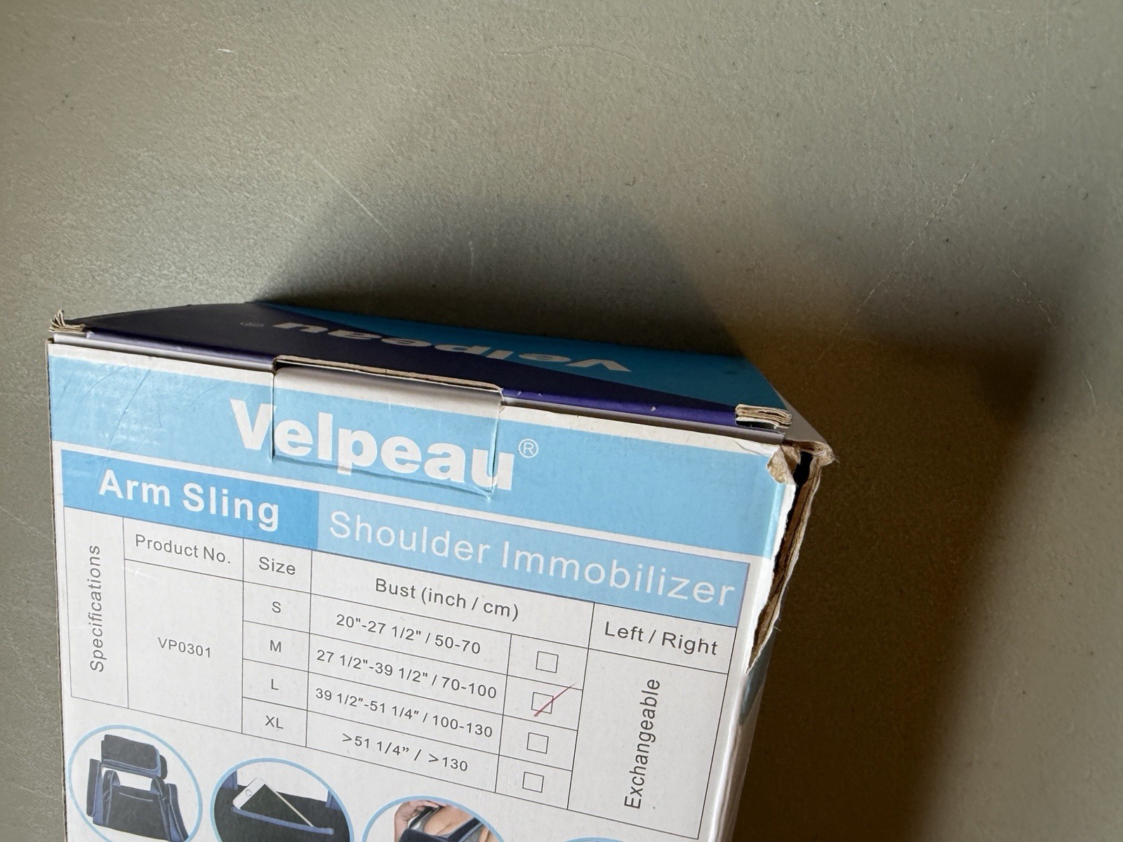 Velpeau Arm Sling Shoulder Immobilizer VP0301 Size Medium Black NEW