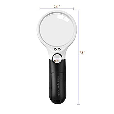 2 Pack Magnifier 3 LED Light, 3X 45X Handheld Magnifier Reading Magnifying Glass