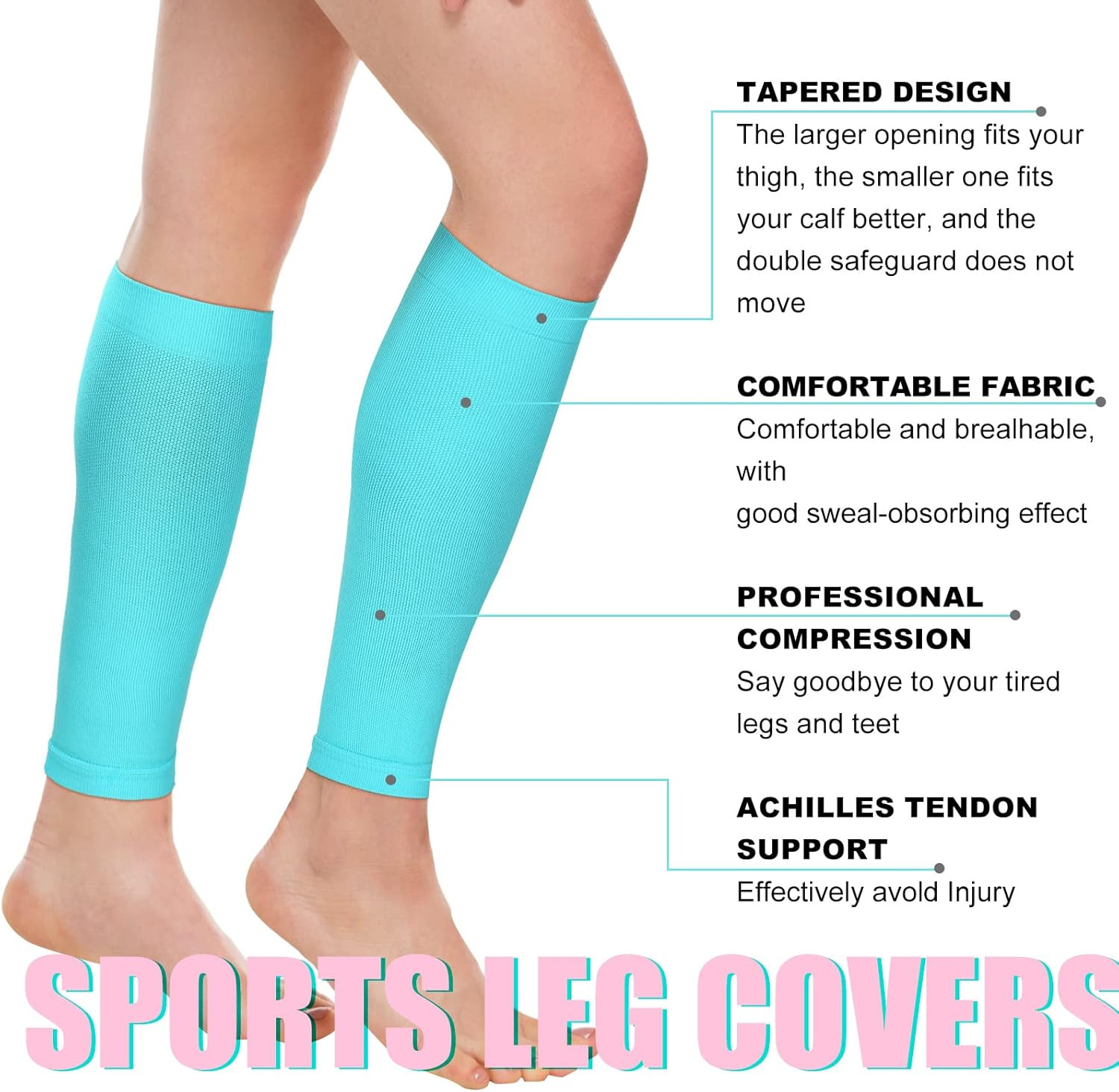 6 Pairs Calf Compression Sleeve Women Footless Compression Stockings Elastic …