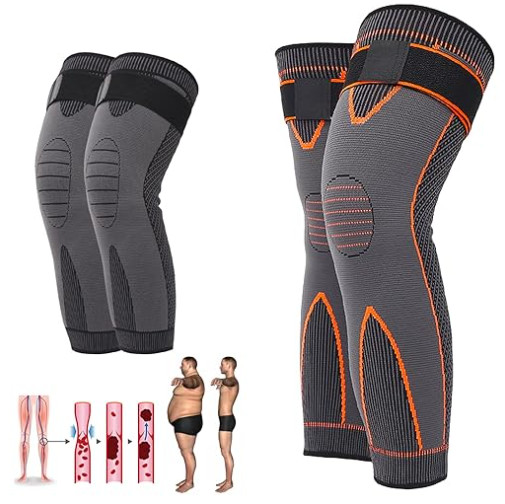 NEW COLORCASA 2 Pairs Tourmaline Acupressure Self-Heating Knee Sleeves Size XL