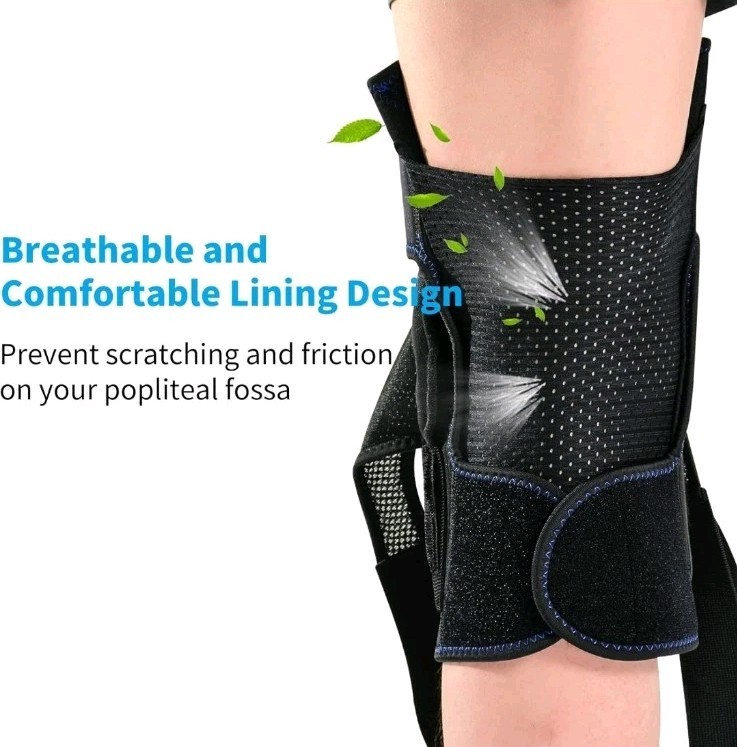 Slip on Breathable Decompression Hinged Knee Brace with Adjustable Straps
