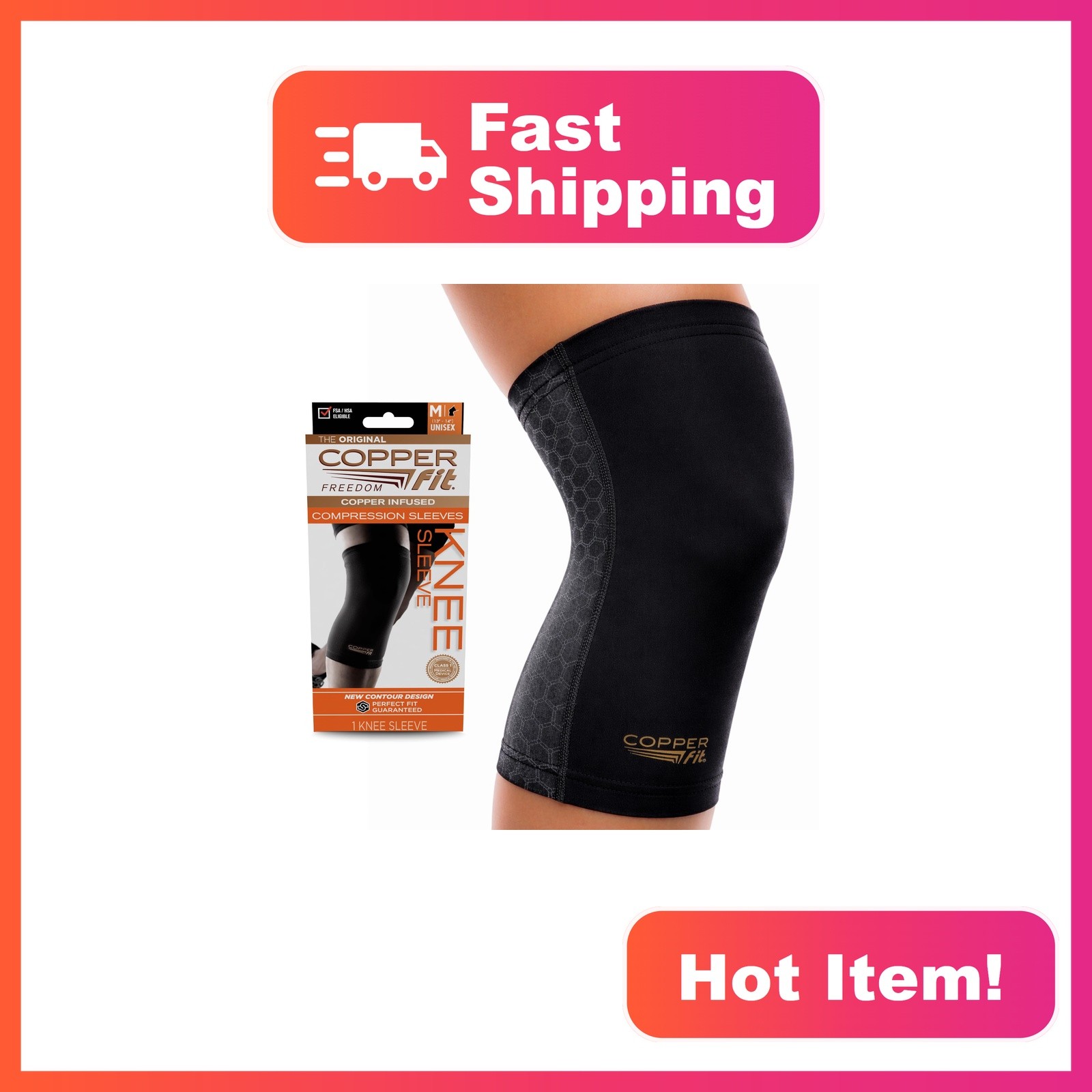 Copper Fit Freedom Knee Sleeve Medium