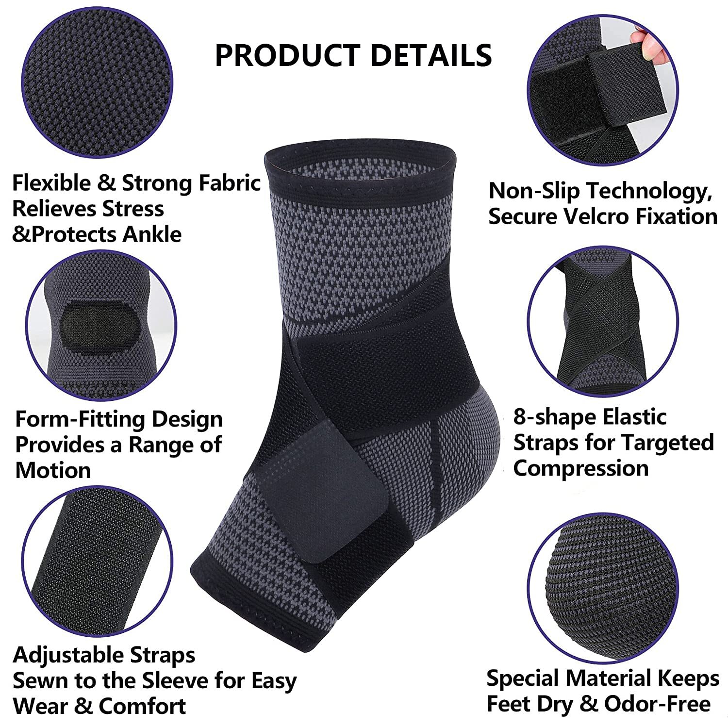 Ankle Support Brace Compression Sleeve Plantar Fasciitis Foot Pain Relief Wrap