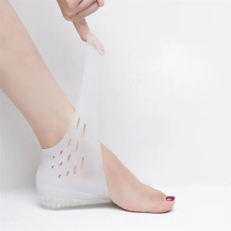2 Pcs New Silicone Invisible Inner Height Insoles Lifting Increase Socks Outdoor