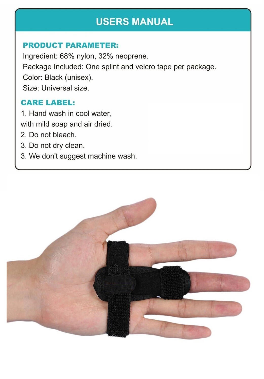 Adjustable Finger Protector Trigger Finger Splint Brace w/ Bar Hook&Loop Straps