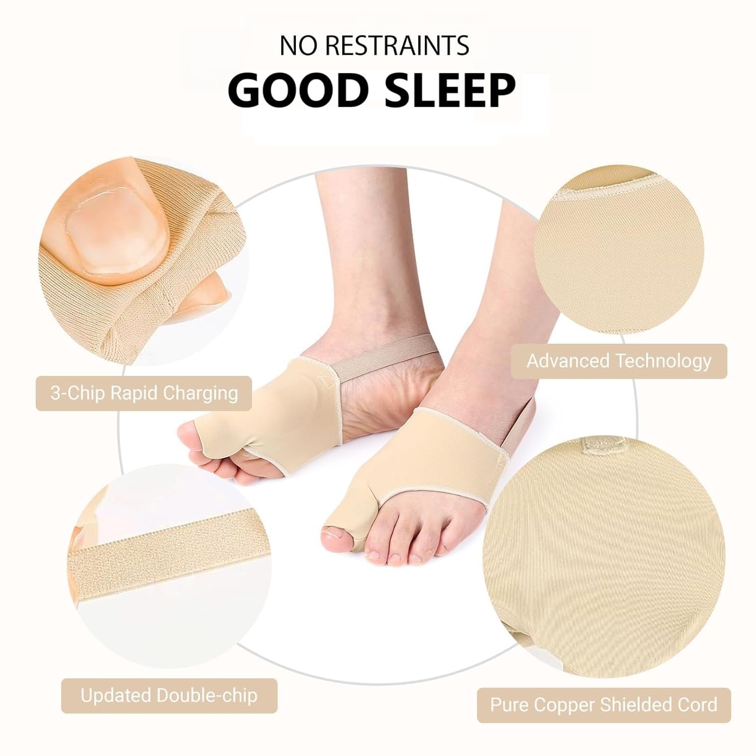 WELEQUT 2-Pack Bunion Corrector for Women & Men, Orthopedic Medium, Beige