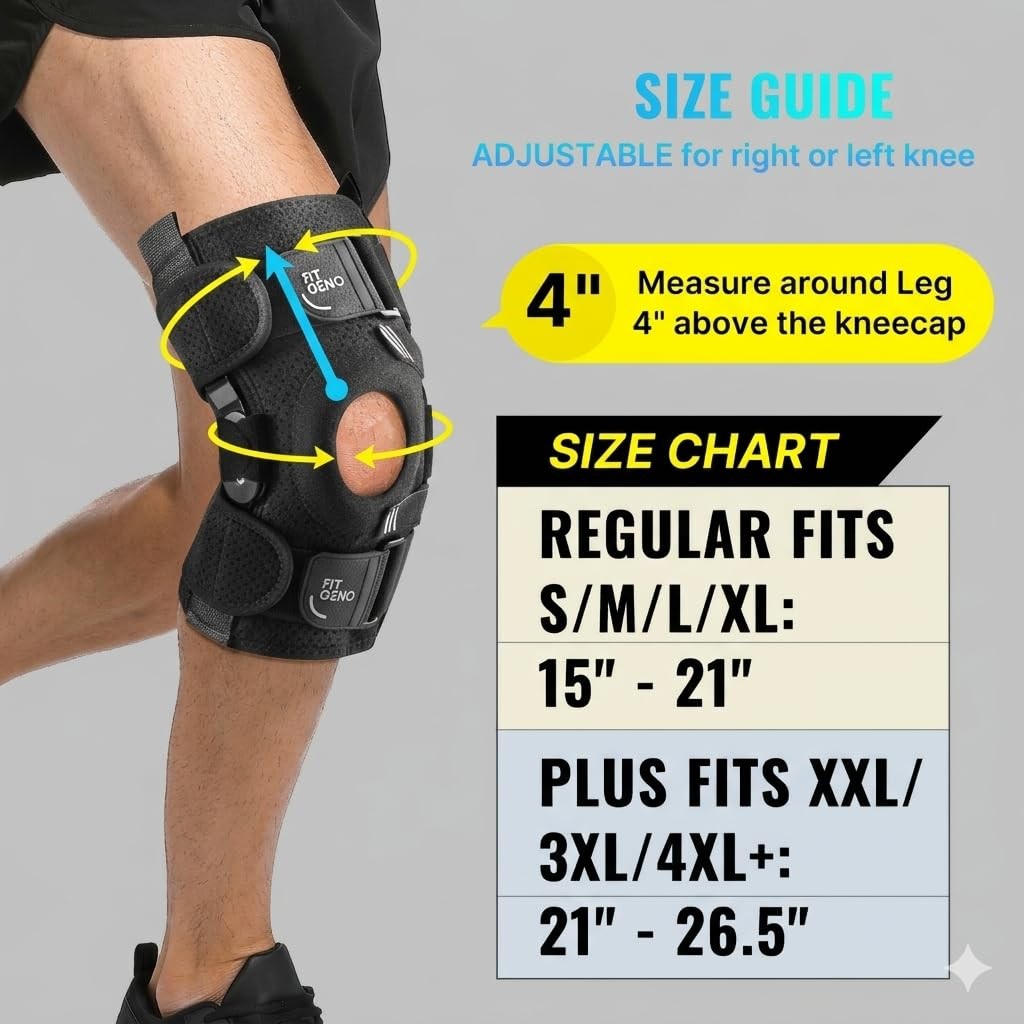 Hinged Knee Brace for Meniscus Tear: Adjustable Knee Support for Knee Pain w/…
