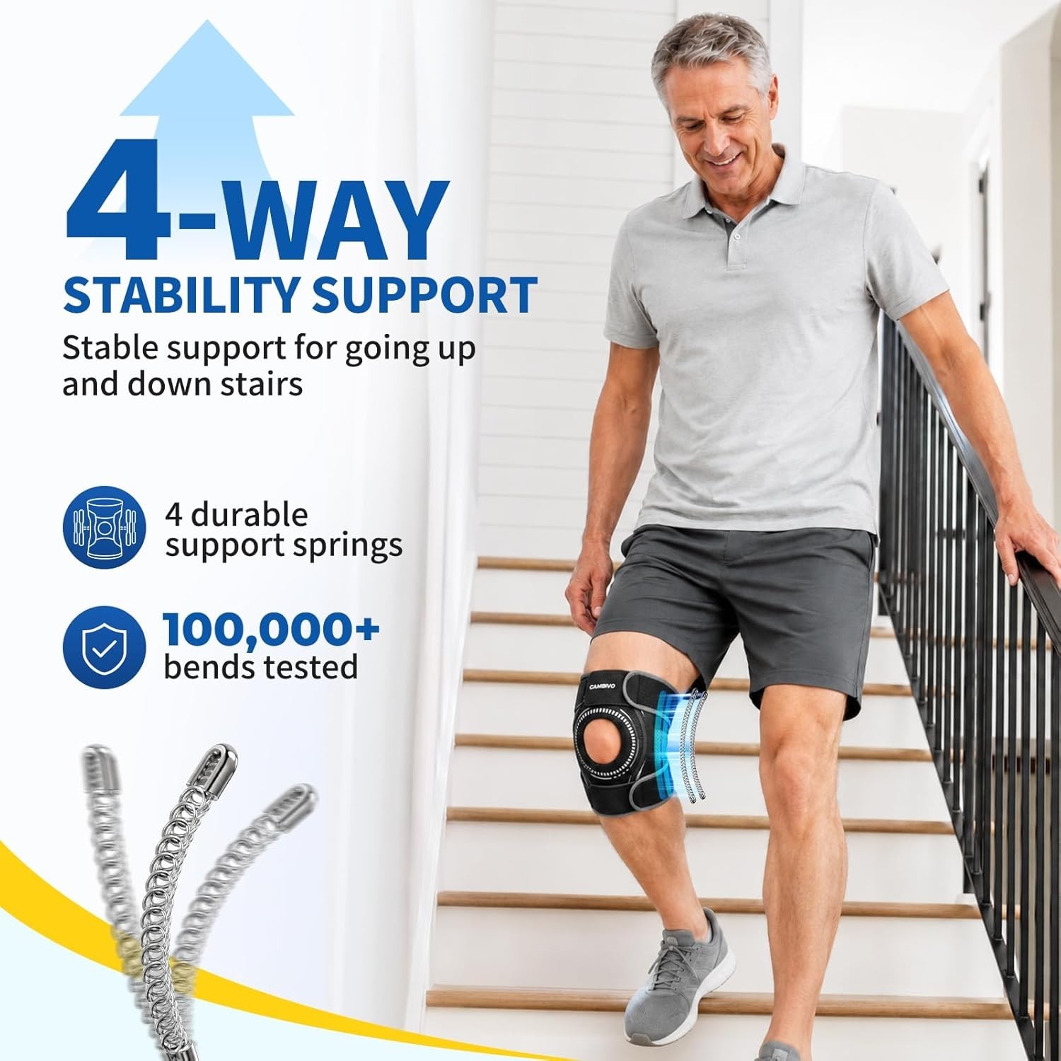 ELITE Adjustable Knee Brace with Gel Pad & Stabilizers for Pain Relief – Large