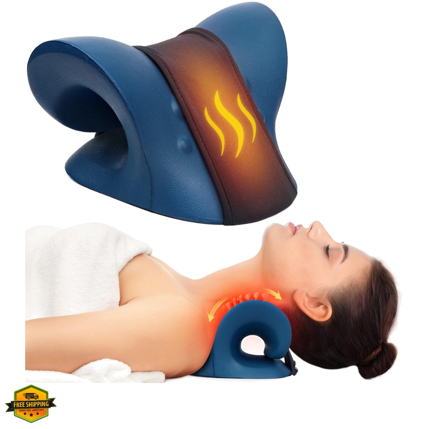Neck Stretcher for Neck Pain Relief, Heated Cervical Traction Device Pillow w…
