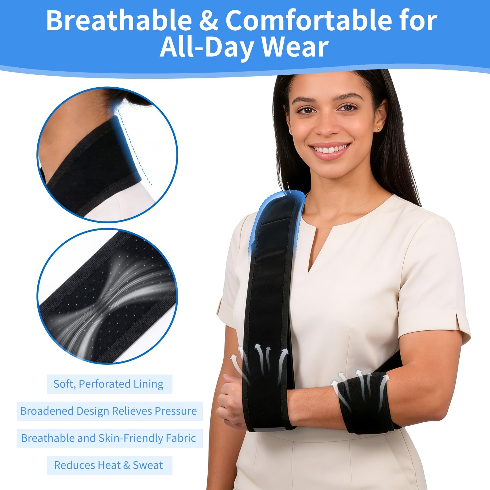 Black Adjustable Arm Sling Shoulder Immobilizer Broken Collarbone Support