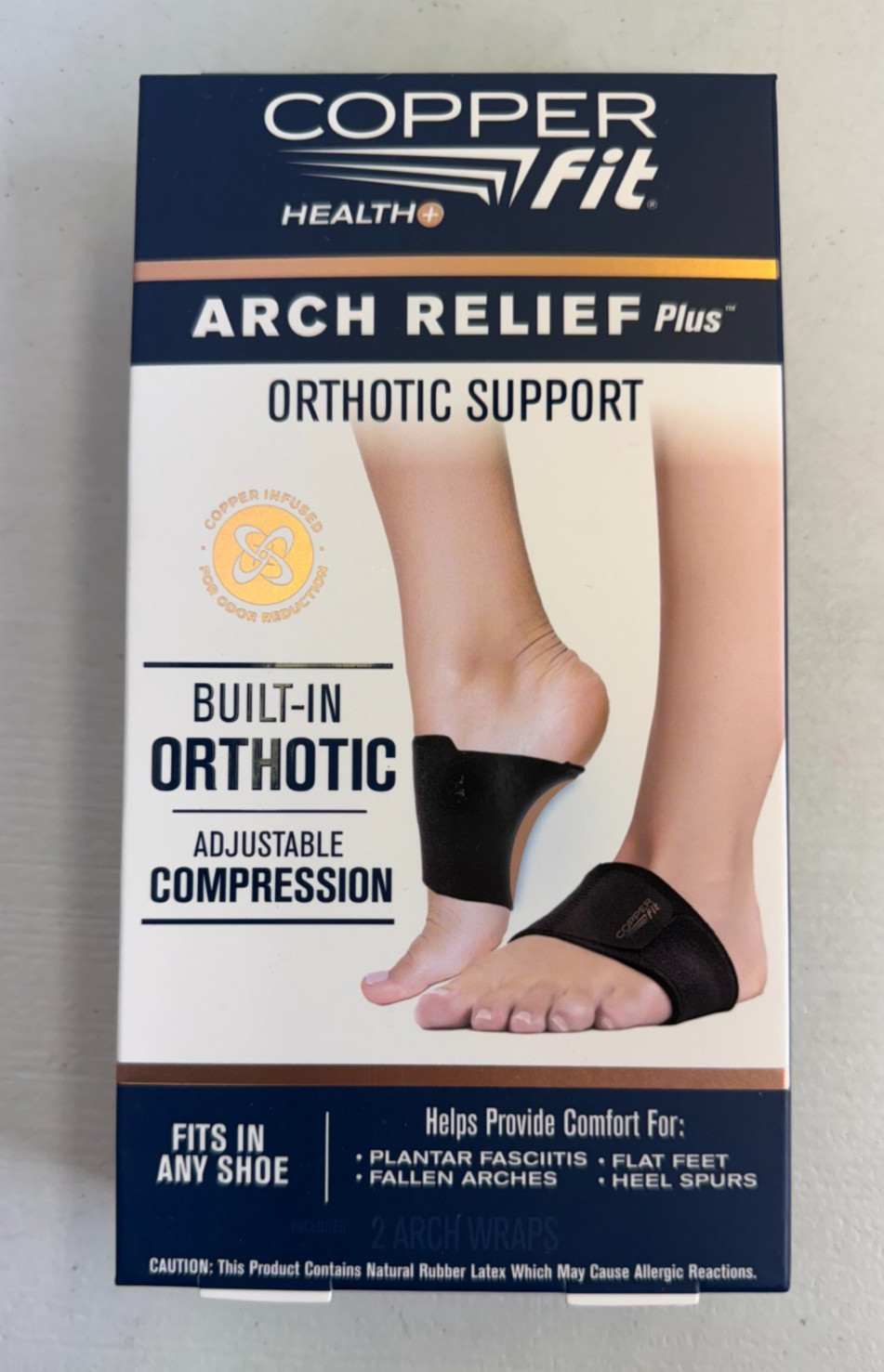 Copper Fit Health Unisex Arch Relief Plus with Built-In Orthotic Support – Black