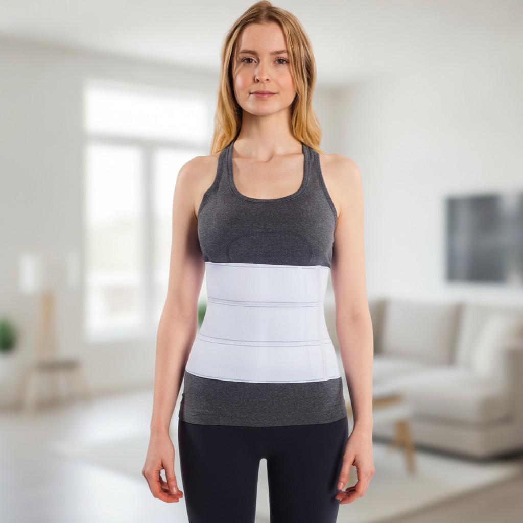Breathable 3 Panel Waist Support – Adjustable Abdominal Binder for Men and Women