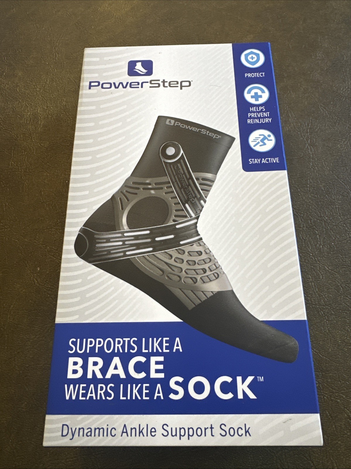PowerStep Dynamic Ankle Support Sock Right Foot SXL Support Brace Protect Right