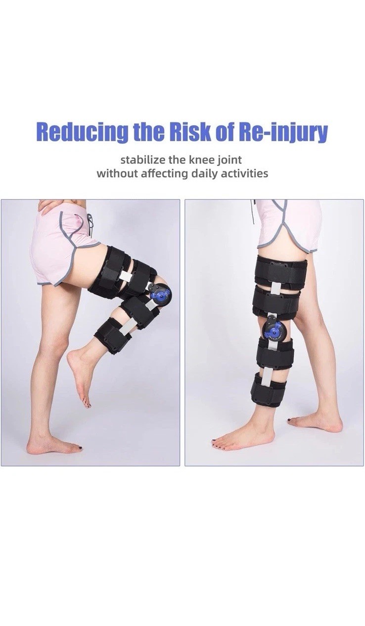 Adjustable Hinged ROM Knee Brace with Stabilizers for Post-Op Support