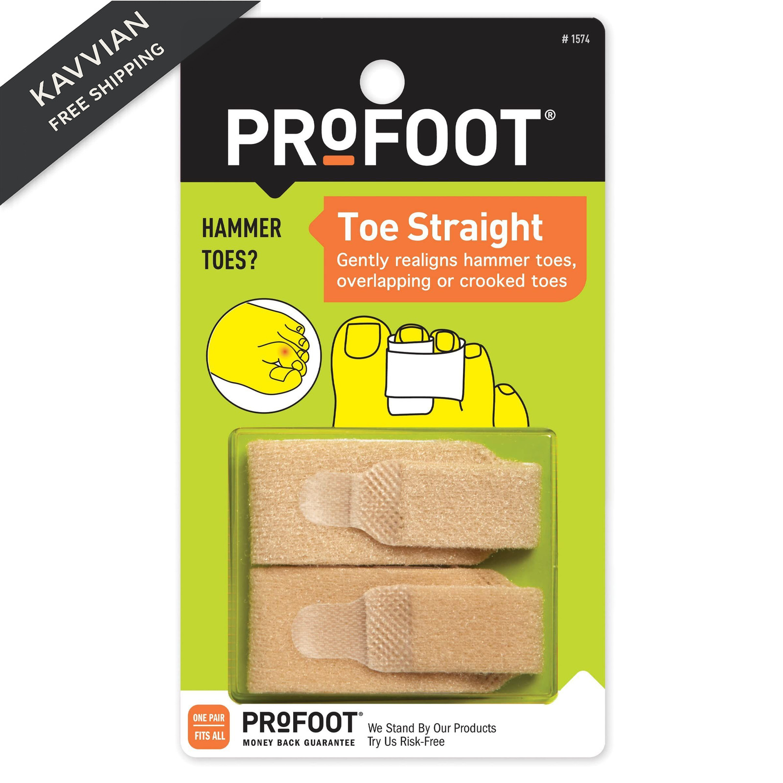PROFOOT Toe Straight Hammertoe Wrap, 1 Count (Pack of 1), tan