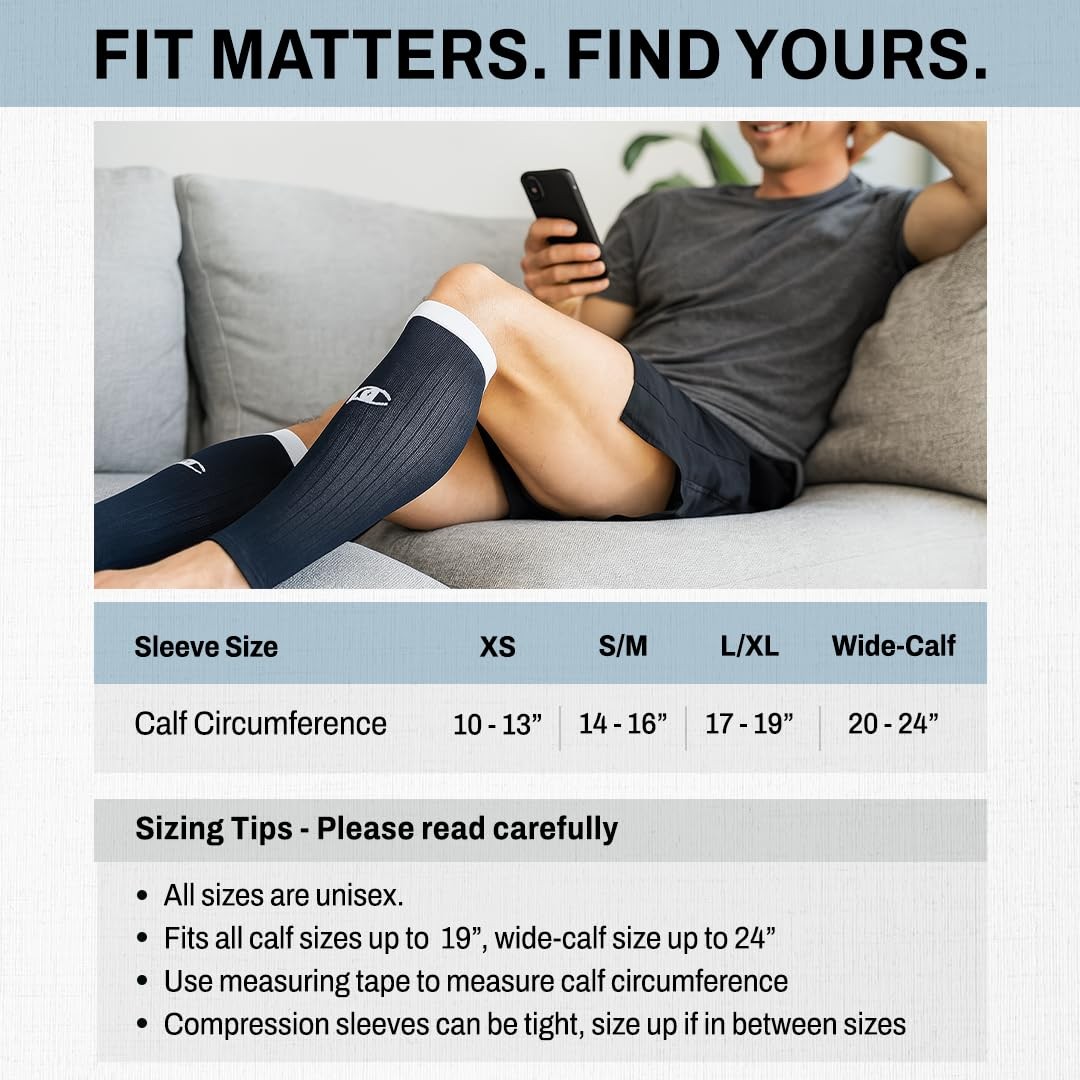 PRO Compression Marathon Calf Sleeve, White, X-Small (1-Pack) X-Small, White