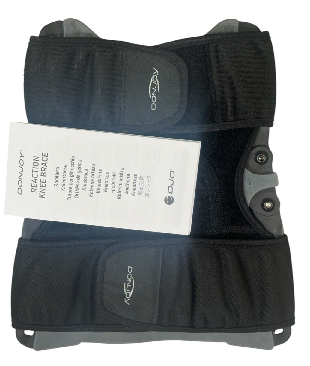Donjoy Reaction WEB Knee Brace Gray XL/XXL Lightweight Flexibility W/ Sleeve