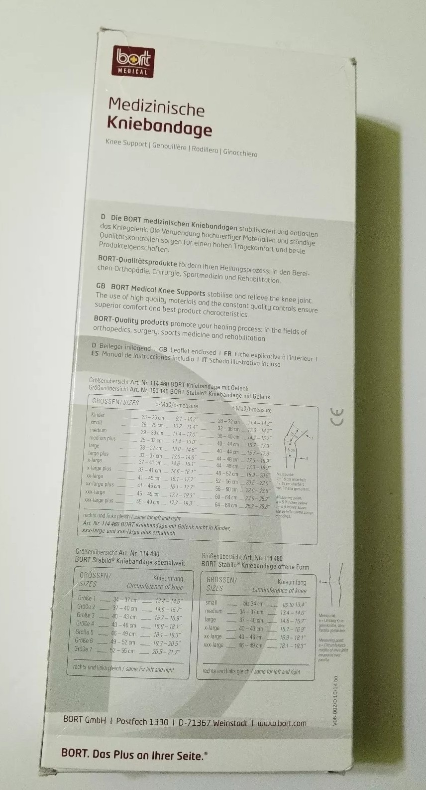 BORT KNEE Support Medium Silver 114460 Germany Sports Orthopedics Rehab New