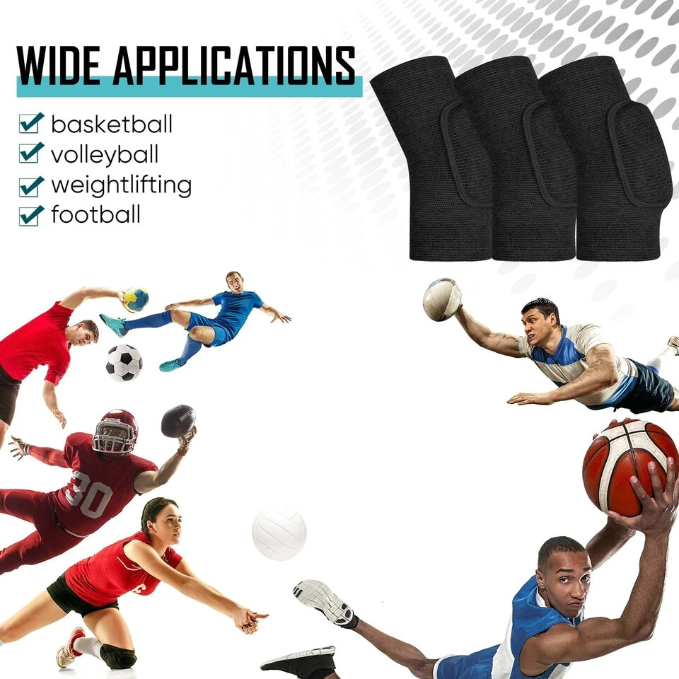 3 Pairs Elbow Pads Elbow Protector Volleyball Sponge Support Breathable Compr…