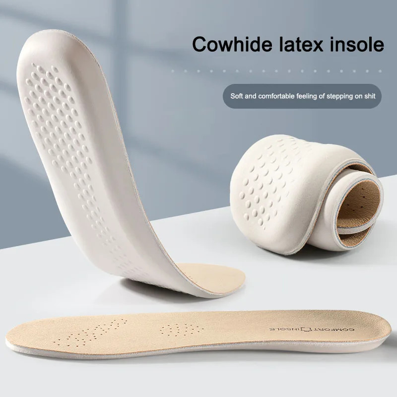 Leather Latex Sports Insole Cowhide Insoles for Shoes Arch Support Shoe Pads Sho