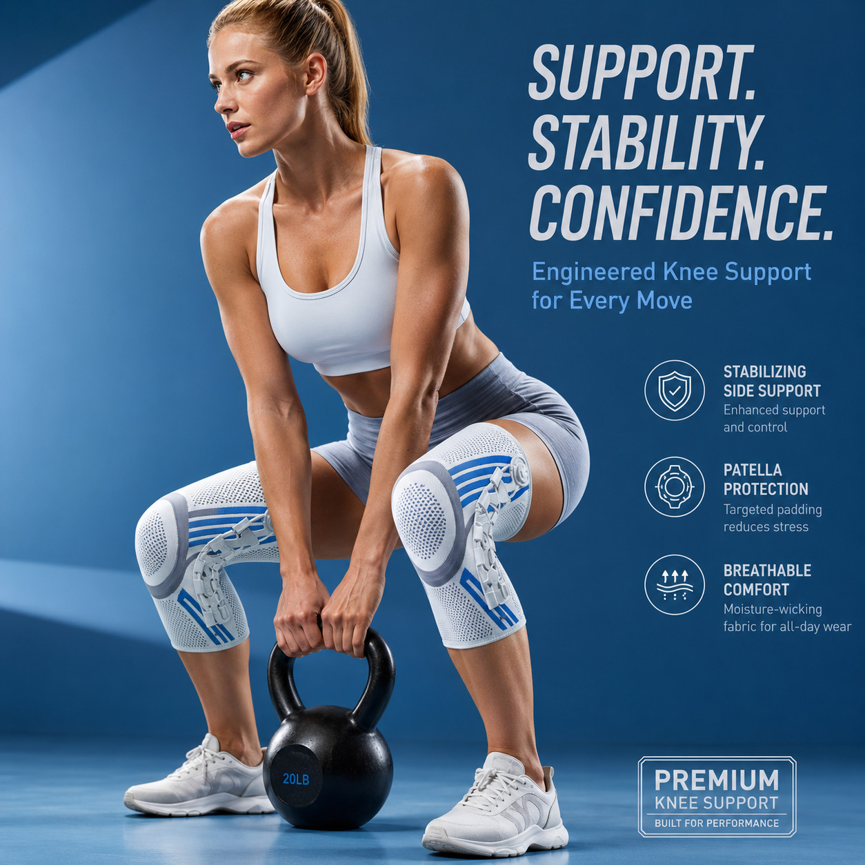 Adjustable Compression Knee Brace Patella Stabilizer Meniscus Support Large