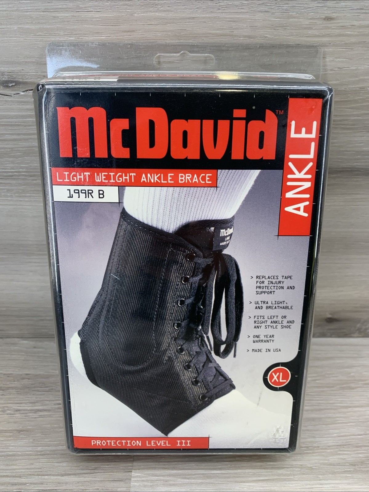 McDavid 199R B Lightweight Ankle Brace Black Adult Size XL Brand New