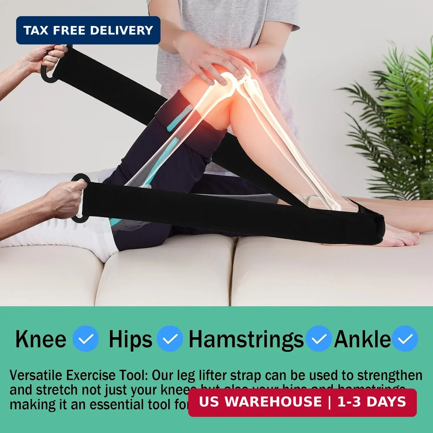 Knee Replacement Recovery Aids Kit – Leg Lifter Strap Elastic Exercise Bands for