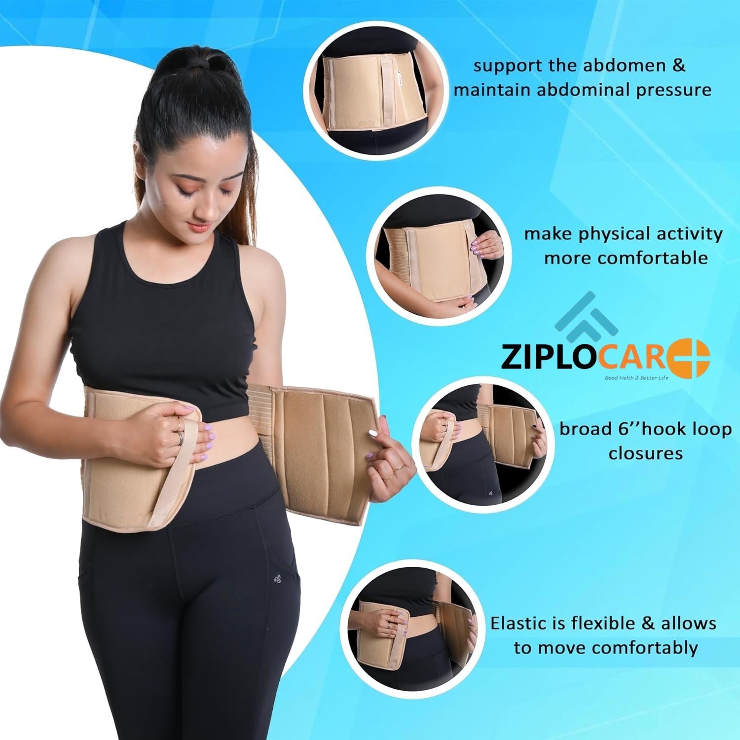Abdomen Belt (8 Inches), Helps the Weak Abdominal Muscles & Toning the Abdomen