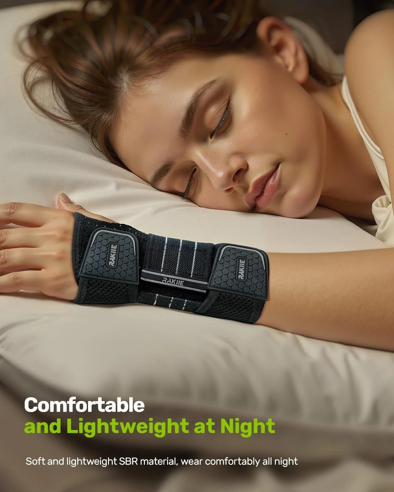 Rakiie Carpal Tunnel Wrist Brace, Adjustable Night Wrist Support with 3 Metal…