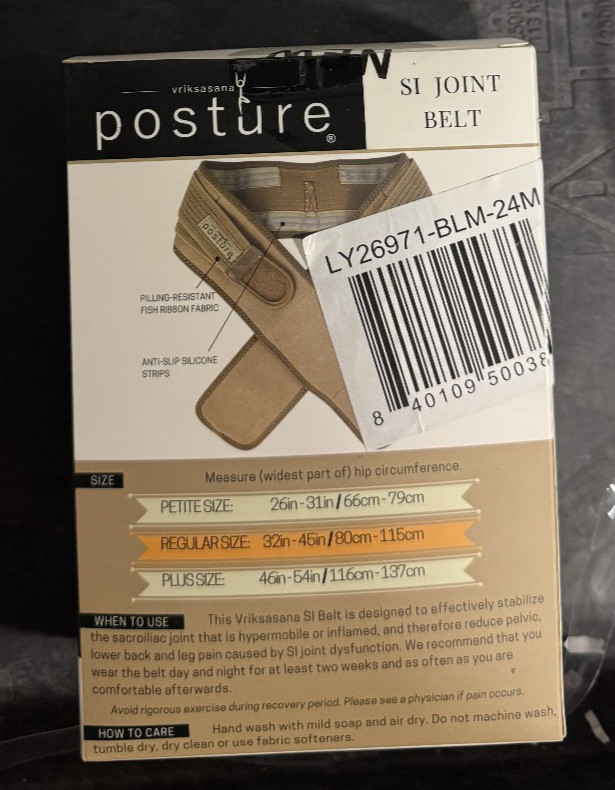 Vriksasana Posture Sacroiliac Hip Belt for Women and Men Reg Size 32″-45″