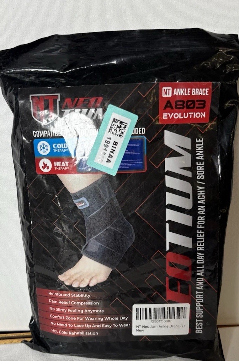 NEW Neo Tium Foot & Ankle Wrap with Hot/Cold Reusable Gel Pack A803 L