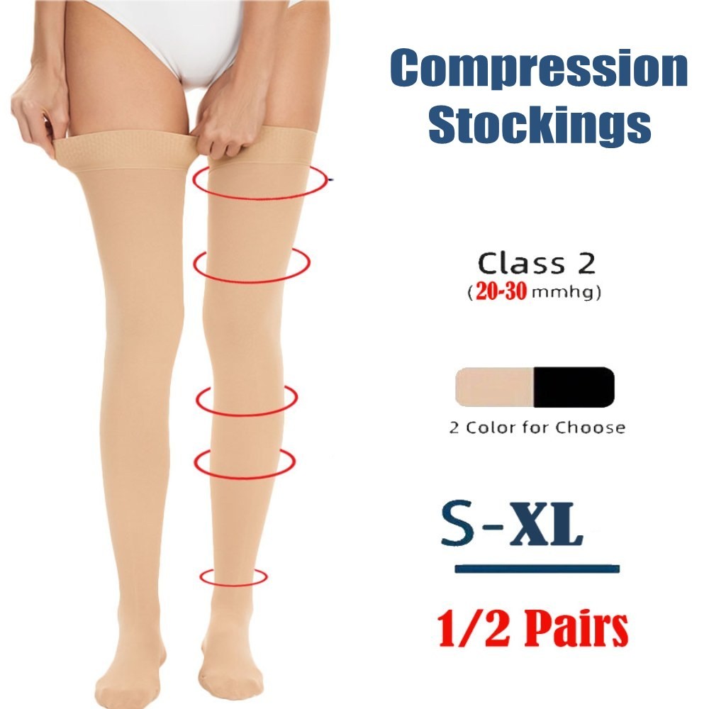 Full Leg Brace Thigh High Compression Socks Support Stockings fit Men Women S-XL