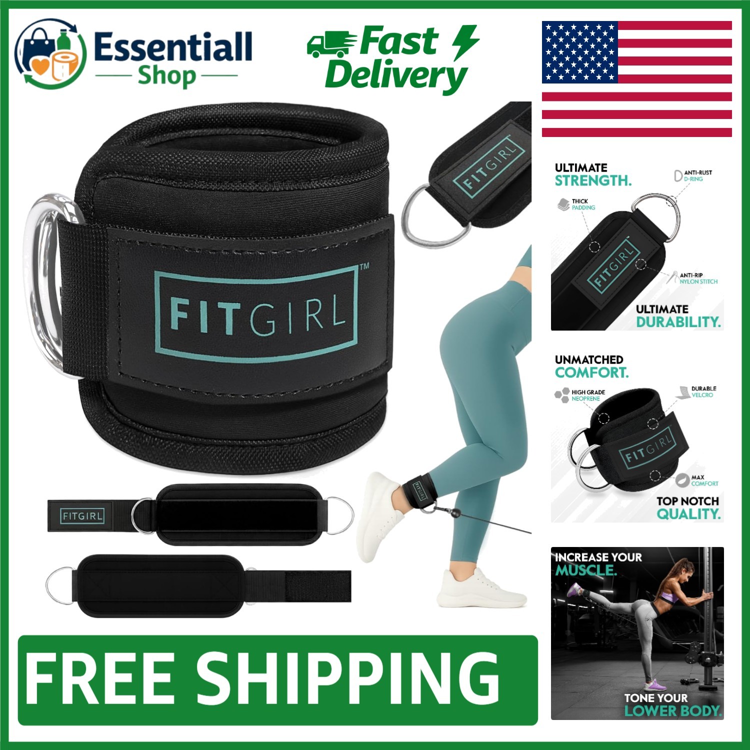 Women’s Comfort-First Ankle Strap for Cable Machines – Ideal for Leg Exercises