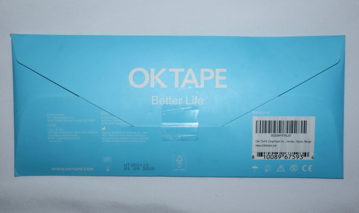 OK TAPE Kinesiology Tape for Ankle – 10 Precut Strips 9.8in x 4in BEIGE